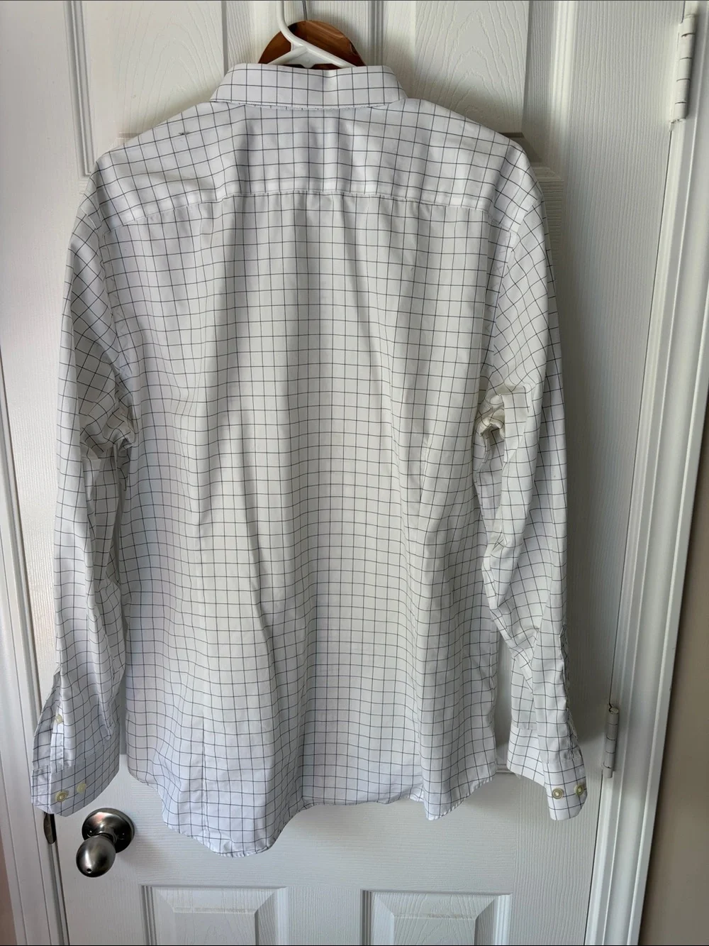 Banana Republic White Dress Shirt with Black Windowpane Check